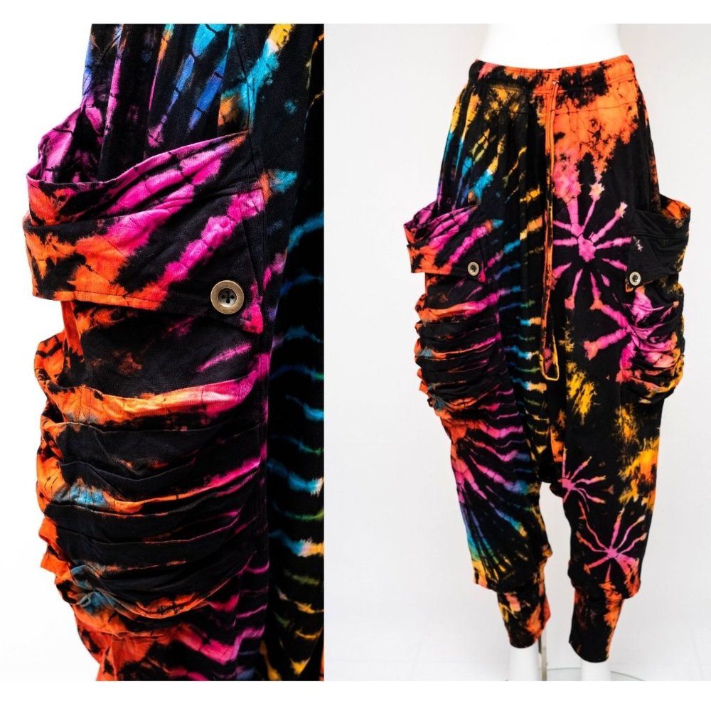 Men's Tie Dye Handmade Designer Harem Pants Loungewear Hippie Festive Pants